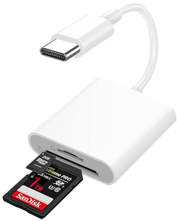 USB-C-SD-Kartenleser für Apple iPhone 15, 16, 17, iPad, MacBook, Mac, MFI-zertifizierter Typ-C-SD-Leser, unterstützt SD- und Micro-SD-Speicherkartenadapter, Trail-Kamera-Viewer, Plug-and-Play