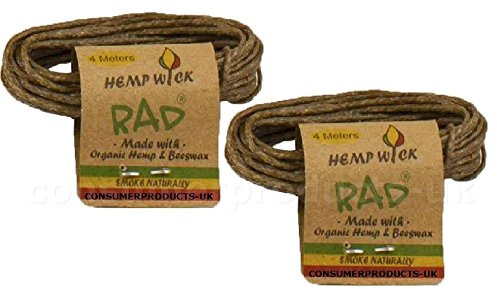 8 METER HEMP WICK (LIKE I-TAL OR RAW) HEMPWICK NATURAL BEESWAX LIGHTER SLEEVE 2 x4 METER M FOR SMOKING, BBQ, CAMPING OR LIGHTING CANDLES OR CIGARETTES by consumerproductys-uk