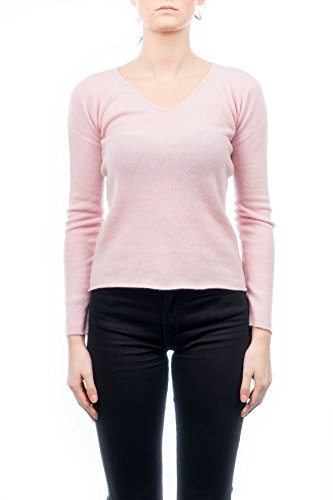 Dalle Piane Cashmere - V-Ausschnitt 100% Kaschmir, Made in Italy - Damen, Farbe: Rosa, Größe: S