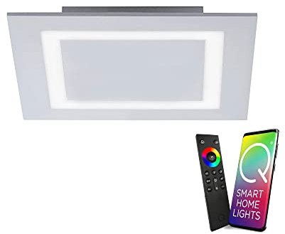 Paul Neuhaus, LED Deckenleuchte, Smart Home, RGB+W, quadratisch, Aluminium, IP20, Innenbeleuchtung, dimmbar, inkl. Fernbedienung