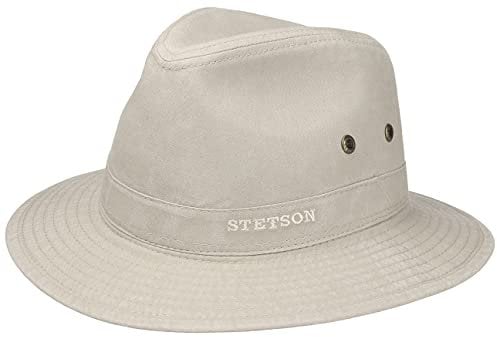Stetson Organic Cotton Travellerhut Herren Stoffhut aus Bio-Baumwolle mit UV-Schutz 40+ Nachhaltiger Baumwollhut Sonnenhut Frühjahr Sommer Hellbeige S (54-55 cm)