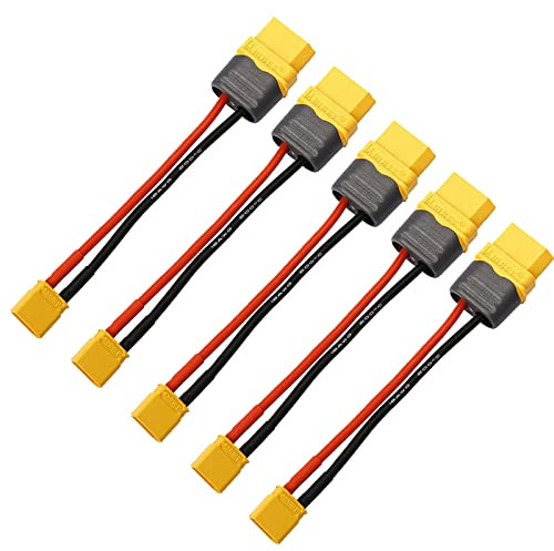 Boladge 5 Stücke XT30 Männlich Stecker auf XT60H Buchse Steckverbinder Adapter Kabel mit 10CM 16AWG Silikonkabel