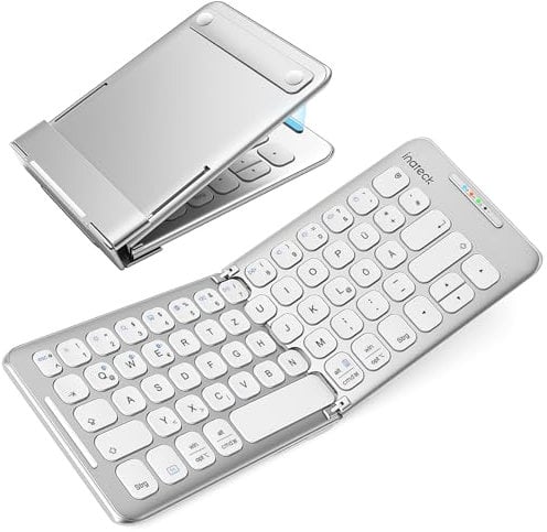 Inateck Compact Foldable Bluetooth Keyboard, Portable Wireless Mini Keyboard for iPadOS/Android/Windows/iOS/Tablets/PC/Phone, Travel-Friendly Design, QWERTY UK Layout, KB06001