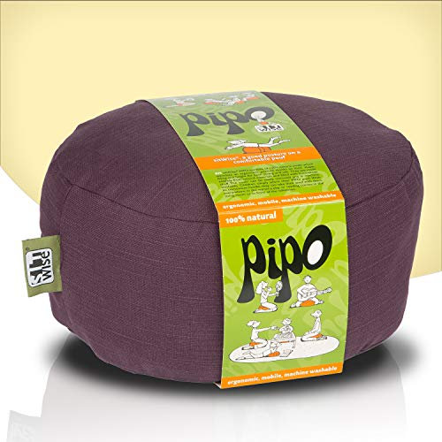 SitWise Pipo Pouf - Sitzsack mit Griff - Rund - Aubergine - 30 x 16 cm