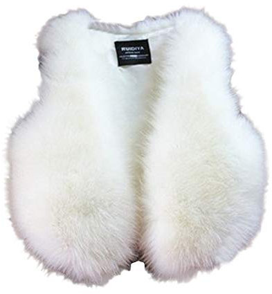 YOUCAI Damen Kunstpelz Weste Ärmellose Jacke Kurz Winterjacke Fellweste Mantel Oberteile Outwear Warm Pelzweste Pelzjacke Pelzmantel,S,Weiß