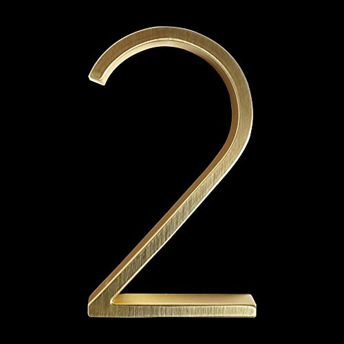 YZDKJ 125mm Golden Floating Modern House Number Satin Brass Door Home Address Numbers For House Digital Outdoor Sign Plates 5 In. #0-9 (Color : 2, Size : 125mm)