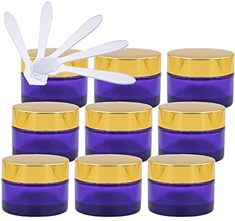 ZEOABSY 12 Pièce Petits Pots en Verre 30ml Violet Bocaux en Verre Cosmétique avec Bouchon à vis Or Vides avec Bouchon Intérieur et 12x Spatule pour Crèmes Fait Maison,Poudres,Baume À Levrès