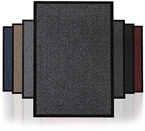 Dirt Trapper Door Mat Heavy Duty indoor & outdoor Rubber Non-Slip Floor & Kitchen Barrier Mat Easy Clean Absorbent Soft Feel Entrance Rug Shoes Scraper Floor Mat (Grey, 40x60 cm)