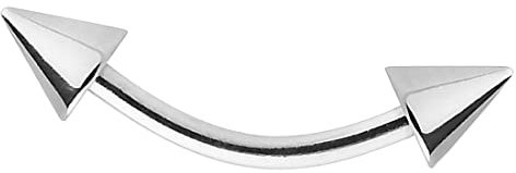 Taffstyle Banane Piercing aus Chirurgenstahl mit Spikes Augenbrauen Tragus Helix Lippe Ohr Nase Intim Silber 1,2mm x 8mm x 3x3mm