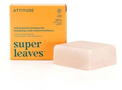 ATTITUDE Volumizing Shampoo Bar, Natural Origin, Adds Texture and Shine to Hair, Soy Protein, EWG Verified & Clean Ingredients, Vegan, Orange Cardamom, 113 g