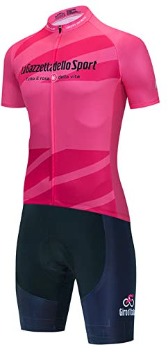 Abbigliamento ciclismo Set completo Tuta Bici Maglia Camicia da Ciclismo Maniche Corte e Pantaloncini Corti Bicicletta con 5D Gel Imbottiti per MTB Corsa Strada Bici (Rosa,L)