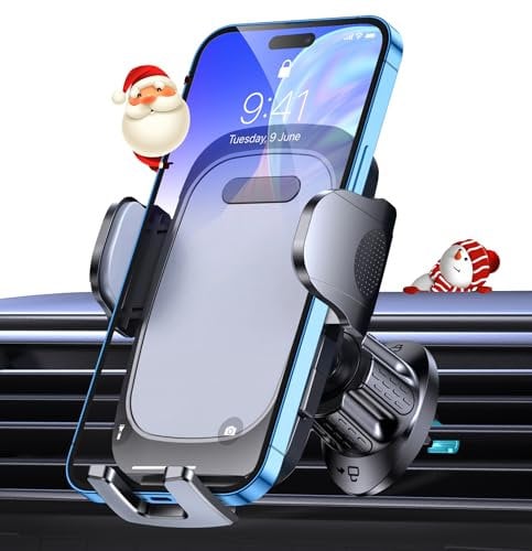 Mohard Soporte Movil Coche, Suporte Telemovel Carro del Aire Ventilación con Gancho Mejorado Liberación de un Botó, 360° Rotación Universal Accesorios Coche Compatible con iPhone y Teléfonos de 4-7