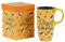DUSVALLY Ceramic Mug Large Coffee Mug Tall Cups Porcelain Latte Coffee Cup with Lid and Color Box 17oz,Bee