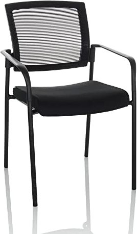hjh OFFICE Besucherstuhl Meet B Vierfußstuhl Stapelstuhl gepolstert mit Armlehnen, stapelbar, Stoff/Netzstoff Schwarz 820031