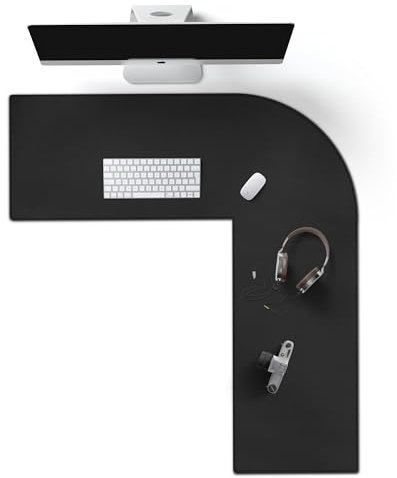 Cacoy L-förmiger Schreibtischunterlage, PU Leder Eckschreibtisch Tischunterlage, Gaming-Mauspad, L Form Eck-Computer-Schreibtischmatte, (90+100) x33cm (Schwarz)