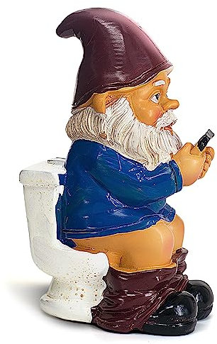 Bygytyo Freche Gartenzwerge aus Kunstharz auf der Toilette, Gartenzwerg, Statue, Garten, Harz, frecher Zwerg, geeignet für Rasen, Innenhöfe, Terrassen, Schreibtische, Gärten usw. Weihnachten,