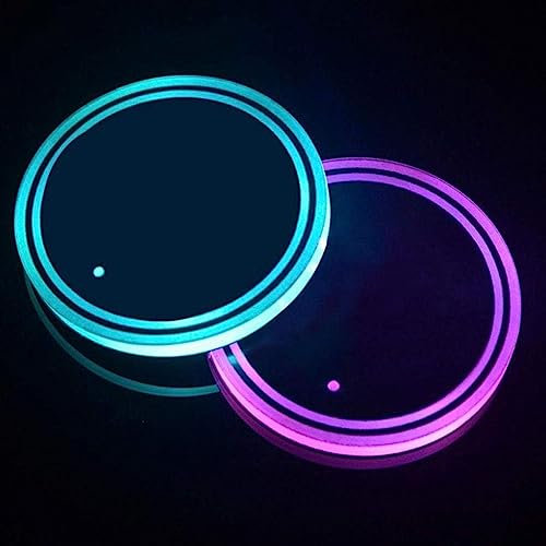 MACHSWON 2pcs LED Car Coasterss with 7 Colors USB Charging Luminescent Light Cup Pad Cup Holder Mat Lights for Drink Coaster Accessories Interior Decoration