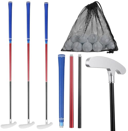 Meooeck 3 Sets Golf-Putter 89,9 cm Zwei-Wege-Golf-Putter Golfschläger-Set mit 12 Golfbällen, Links- oder Rechtshänder, Golfer für Männer, Frauen, Kinder