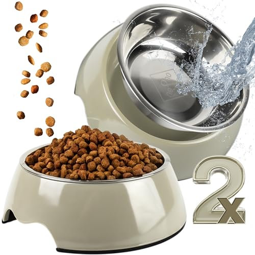 ne&no® Futternapf 2er Set für Hunde und Katzen [Gr. L / 700 ml] Hundenäpfe große Hunde rutschfest | Hundenapf Grosse Hunde | Futternapf Hund (L, Taupe)