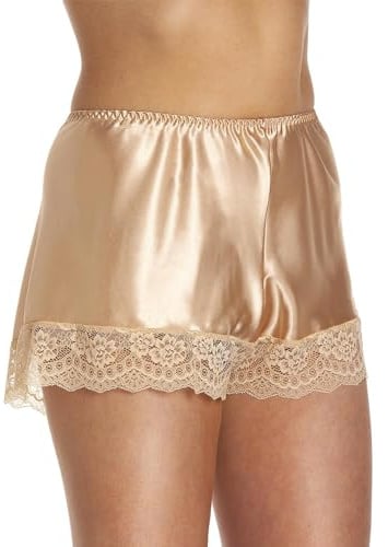 French Knickers Women, Comfy Satin Shorts Silk PJs for women, Intimate Womens Nightwear Sexy Knickers, Sizes 10 to 28 Plus Size Lingerie UK(Gold,14-16)