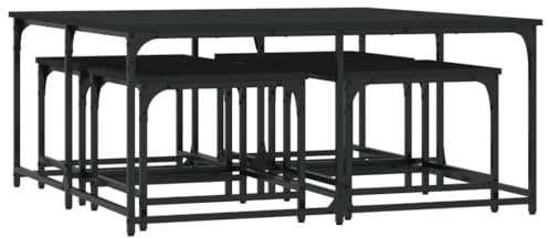 vidaXL Satztische 5 STK., Satztisch Couchtisch Rechteckig, Beistelltisch Sofatisch für Wohnzimmer Schlafzimmer, Tisch Kaffeetisch, Schwarz Holzwerkstoff