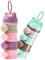 Milchpulver Portionierer,LYQQY 2 Stücke 4 Lagiger MilchPulver Spender Tragbar und Auslaufsicher Baby Milchpulver Container für Reise im Freien Snack,Getreide,Lebensmittel,Obst,Grün,Rosa