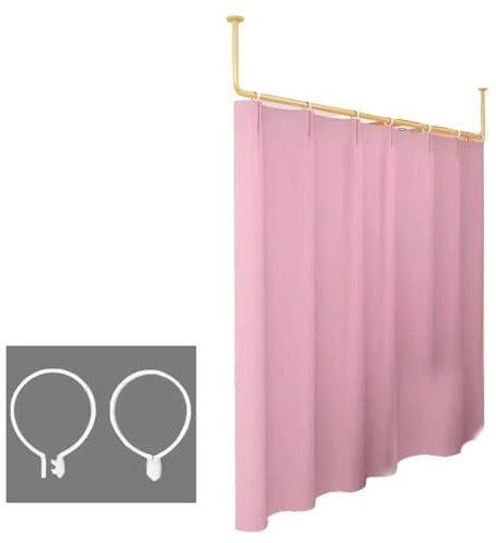 Raumteiler Vorhang Rosa Privatsphäre Hängende Vorhang mit Rute, Wandmontage Montierte Metallstrecker-Raumteiler Vorhänge für Medizinische/Salon/Spa, Innenräume mit Gemeinsamer Schlafzimmertafeln (C