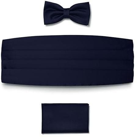 BRERA 67 Set Kummerbund Einstecktuch und Fliege Herren für Anzug aus Seide, blau, größe L-XL | Fliege mit Einstecktuch Accessoires-Set für Smoking Herren | Gürtel für Abendkleid