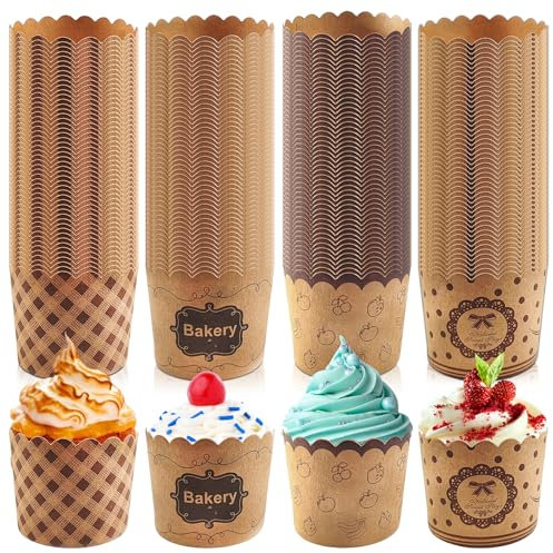 WEGREAT 200 Moldes de Papel para Magdalenas y Cupcakes - Papel de Estraza para Pascua, Boda, Fiesta