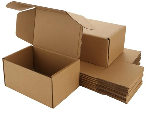 JMIATRY 30 Stück Versandkartons, 15,2 x 10,2 x 7,6 cm, kleine Geschenkkartons, Wellpappe, Postkartons zum Verpacken, Braun