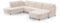 Cavadore Wohnlandschaft Blue, Sofalandschaft mit Longchair im modernen Design, inkl. kopfteilverstellung, Vorziehsitz motorisch, Klapptisch, mattschwarzen Metallfüßen, 356 x93 x 249, Mikrofaser, Beige