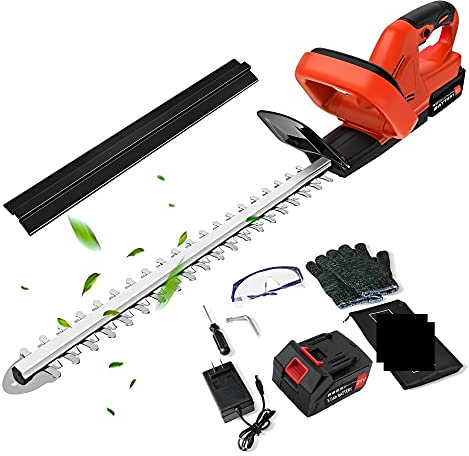 Tondeuse à Gazon électrique Taille-haie sans Fil 22 Pouces 21V 500W Taille-haie avec Lame à Double Action 3/5 Capacité de Coupe électrique for Bush Lawn Garden pour Jardin/pelouse