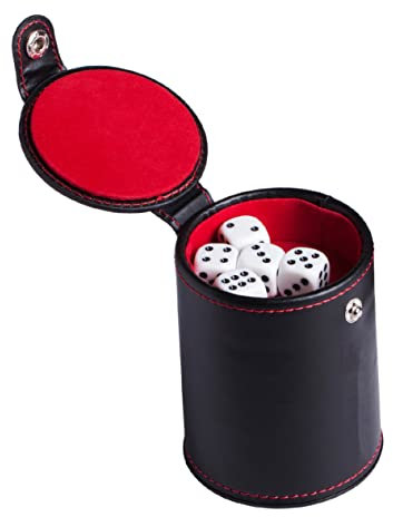 KOMBIUDA 1satz Titel Pu-Leder Würfelbecher Mit Deckel Professioneller Würfelbehälter Für Spielwürfel Inklusive Würfeln Für Unterhaltung Und Spieleabende