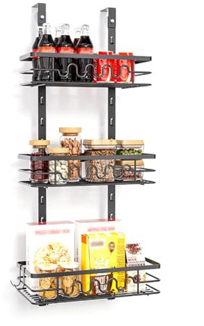 Glorlliant Gewürzregal für die Tür, 3 Etagen Metall zum Aufhängen Organizer Regale Tür Speisekammer Organizer für Küche, Bad, Schlafzimmer