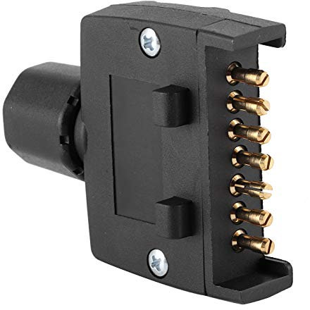Acouto Adaptateur de Prise de Remorque Mâle Plat à 7 Broches, Sortie 12 V pour Bateau de Voiture RV avec Affichage Lumineux, Convertit Facilement Les Fiches de Remorque Existantes,