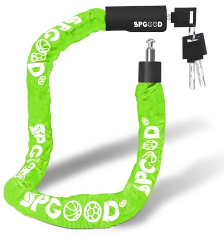 SPGOOD Fahrradschloss mit 3 Schlüssel,Anti-Diebstahl Fahrrad Kettenschloss 90CM,Hohe Sicherheit Fahradschloß mit Wasserdichter Abdeckung für Fahrrad/E-Bike/Motorrad/Lastenrad(Fluoreszierendes Grün)