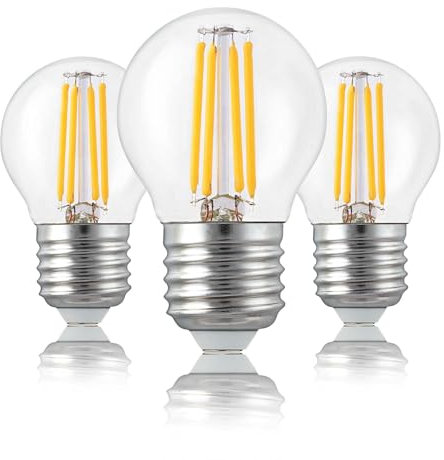 hellum e27 LED Birne Tropfen, Glühbirne e27 4,5 W, LED Leuchtmittel klar, 470 Lumen warmweiss, 3er Set mini Kühlschrank Glühbirne, Glühlampe warmweiß, 220421