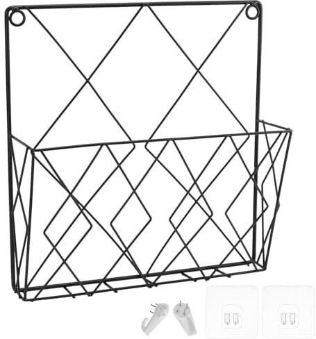 QWORK® Wandhalterung Zeitungshalter Zeitungshalter 26x25 cm - Wandregal aus Metall für Büro & Wohnzimmer - Schwarz