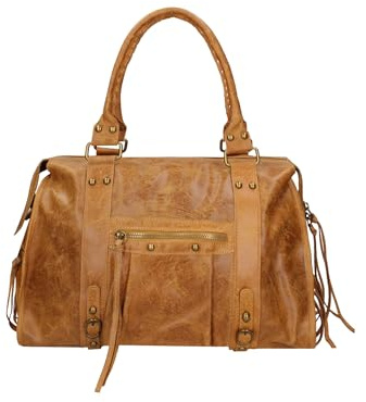 Gave Lux Schultertasche Damen Leder aus bedrucktem Wildleder 41x28x13 cm