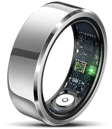 Smart Ring Health Tracker for Men Women - Heart Rate, Blood Oxygen, Sleep Monitoring, Fitness Tracking, Remote Photograph, Watch Tk Video, IP68 Waterproof, Compatible with iOS & Android (Silver, 8#)
