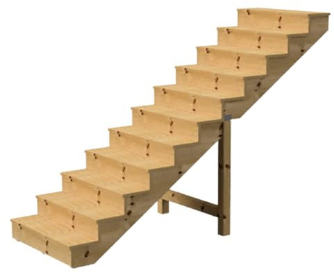 Escalera exterior h190cm - 11 peldaños de madera D29cm, B80cm CON apariencia
