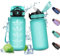 Sportflasche 500ml, Wasserflasche mit Strohhalm, Trinkflasche Auslaufsicher, Sport Wasserflasche mit Zeitmarkierung, Kohlensäure Geeignet, Trinkflasche Groß für Fitness, Yoga, Outdoor, Fahrrad