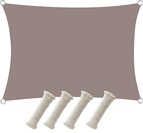 Voile d'ombrage rectangulaire imperméable pour jardin, avec corde, protection UV, idéal pour véranda et parasol Vert kaki 4 x 6 m