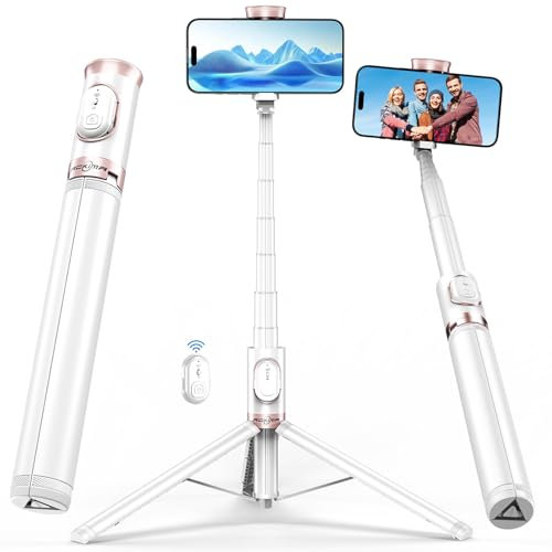 ACKIMA 67 Selfie Stick Phone Tripod, All-in-1 Compact Travel Tripod with Wireless Remote, Extendable Portable Cell Phone Stand for iPhone Android Selfie/Video Recording/Live Stream/Vlog