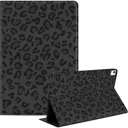 Schutzhülle für iPad Air 13 Zoll (M3/M2) 2025/2024, iPad Pro 12.9 Hülle 6/5. Generation (2021 2022 Release), schlanke PU-Leder-Ständerhülle mit automatischer Wake/Sleep, schwarzer Leopardenmuster