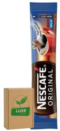 200 x Decaf Instant Coffee Individual One Cup Sachets Sticks 1.2g - Compatible for Nescafe By Luxe Bitez