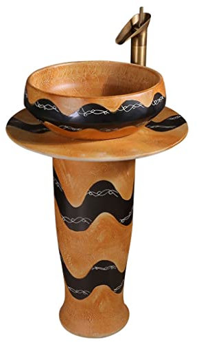 XDAWQP Badezimmer-Standwaschbecken Vintage-Keramik-Standwaschbecken Home-Standwaschbecken Standwaschbecken Standwaschbecken Standwaschbecken Keramik-Standwaschbecken