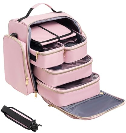 Amagogo Reise-Kulturtasche, Kosmetiktasche, große Kapazität, Make-up-Etui, Reise-Organizer für, Kosmetikpinsel, Mädchen, Stylistin