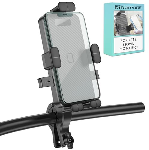 Didarenba Support Telephone Moto avec Serrage en 5 Points Fixation au Guidon Stabilite maximale Compatible avec Tous Les Smartphones Rotation a 360 Anti-Vibration