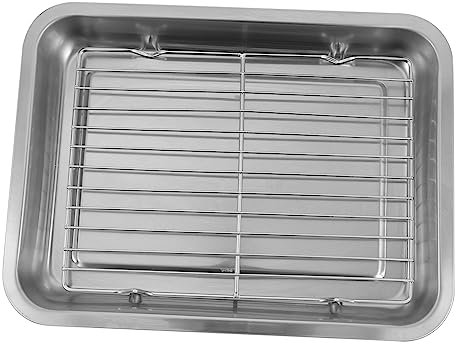 FONDOTIN 1juego Rejilla Inoxidable Para Escurrir y Hornear Con Bandeja De Utensilios De Cocina Para Drenar y Agua Para Galletas y Alimentos y Restaurantes